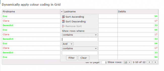 Dynamically apply colour coding in Grid