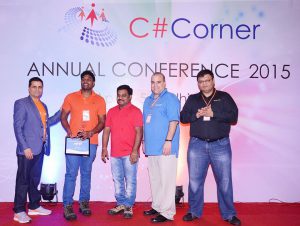 Receiving C# Corner MVP Award from the legends
