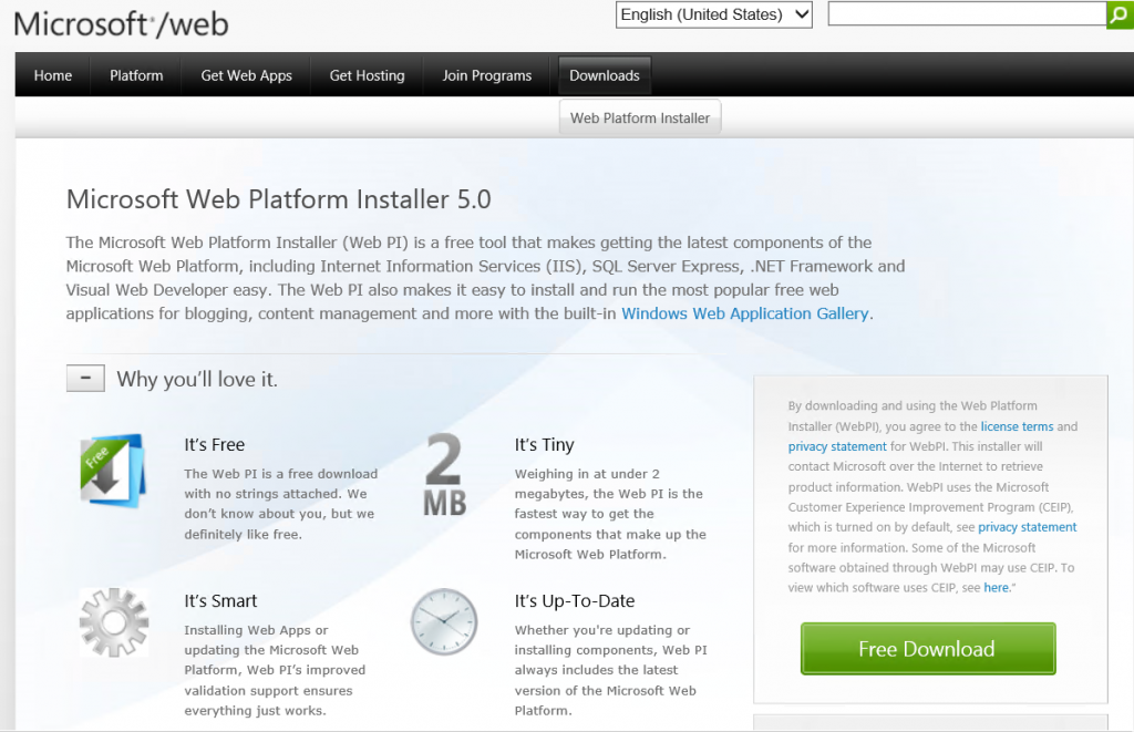 Download Microsoft Web Platform Installer
