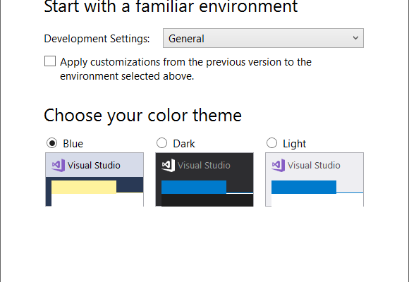 Selecting_theme_in_Visual_Studio_2017