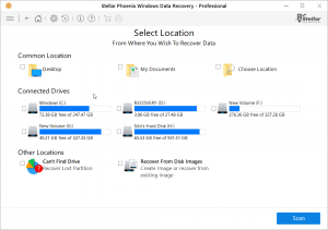 Select location of the files to be recovered