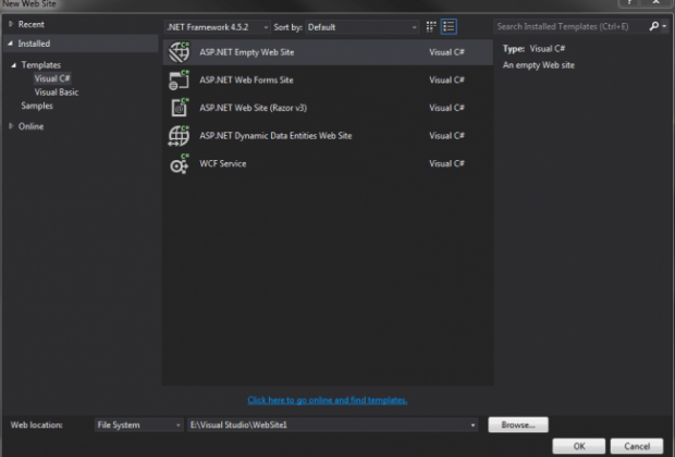 Empty Website In Visual Studio