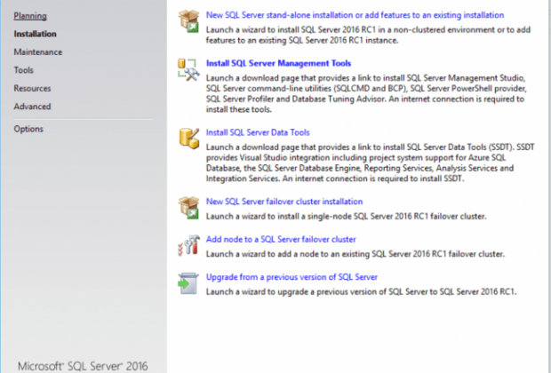 Installation Center SQL Server Start