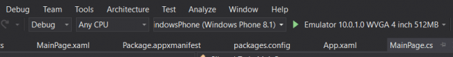 Emulator option in Visual studio