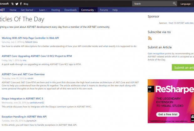Asp Net Article Of The Day July 2 2016
