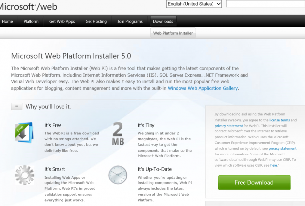 Download Microsoft Web Platform Installer