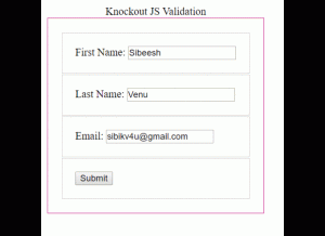 Knockout JS validation without a plugin demo