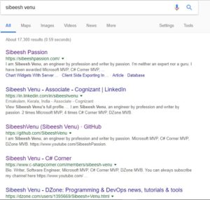 Google Search Result of Sibeesh Venu