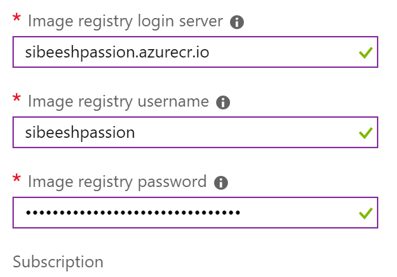 Container Instance Basic Settings