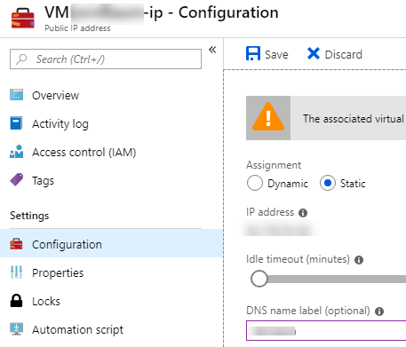 VM IP configuration
